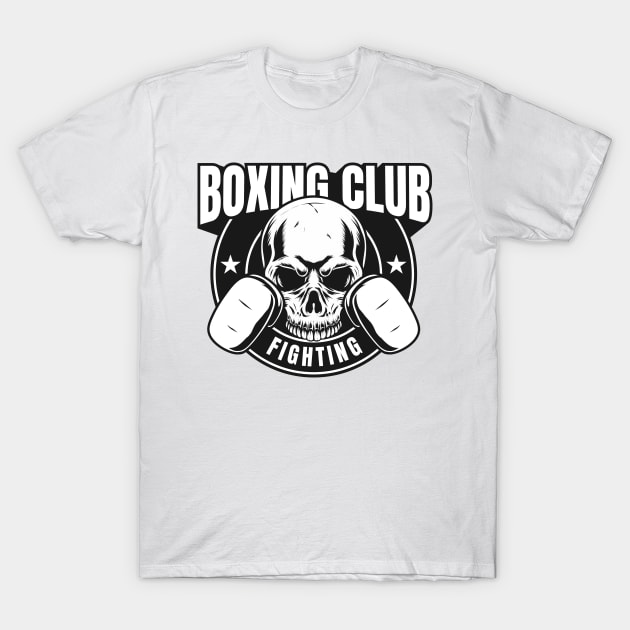 "Boxing Club Fighting" Skull T-Shirt by FlawlessSeams